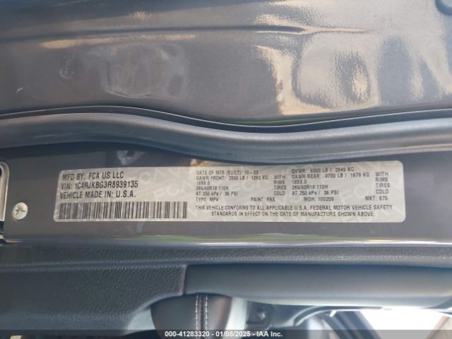 1C4RJKBG3R8939135 Jeep Grand Cherokee L Limited 4x4