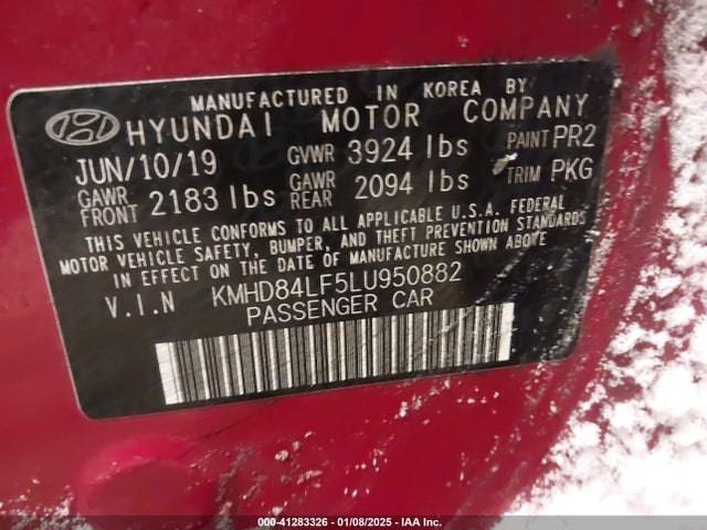 KMHD84LF5LU950882 Hyundai ELANTRA SEL