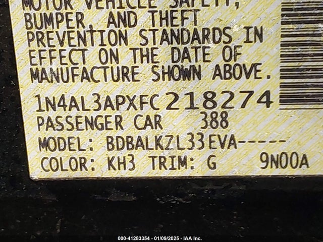 Nissan Altima 2.5 Sv 2015 1N4AL3APXFC218274 Image 9