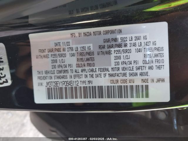JM3TCBEY1P0645112 Mazda Cx-9 Signature