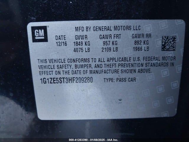 Chevrolet MALIBU 1LT 2017 1G1ZE5ST3HF209280 Image 9