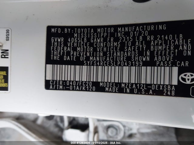 Toyota COROLLA SE 2020 5YFS4RCE5LP043199 Image 9