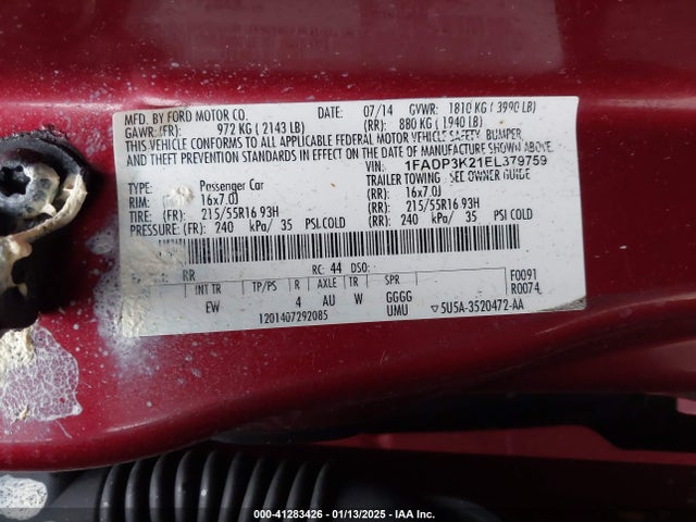 Ford FOCUS SE 2014 1FADP3K21EL379759 Image 9