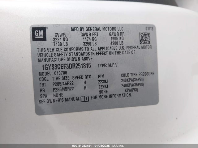 2013 CADILLAC ESCALADE 1GYS3CEF3DR251816 Photo 8