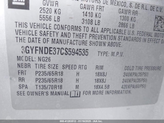2012 CADILLAC SRX 3GYFNDE37CS594535 Photo 8