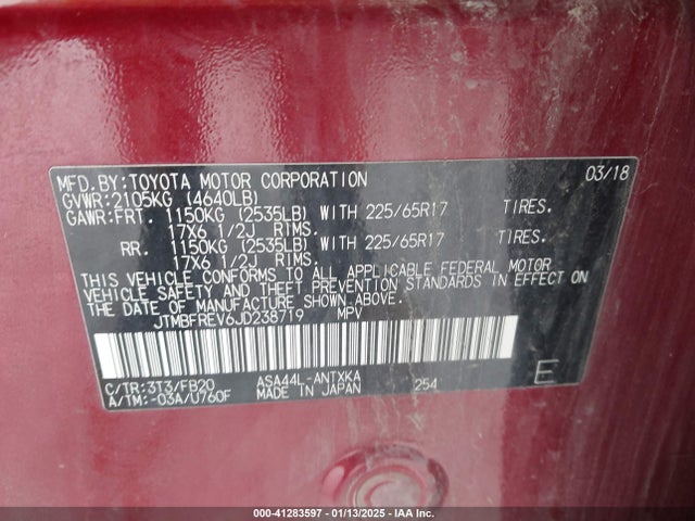 Toyota RAV4 LE 2018 JTMBFREV6JD238719 Image 9