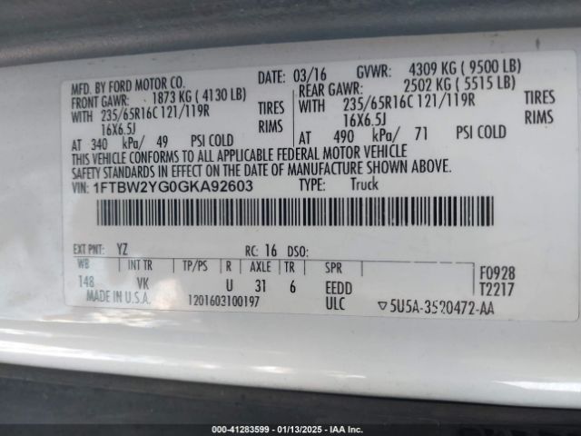 1FTBW2YG0GKA92603 Ford Transit-350