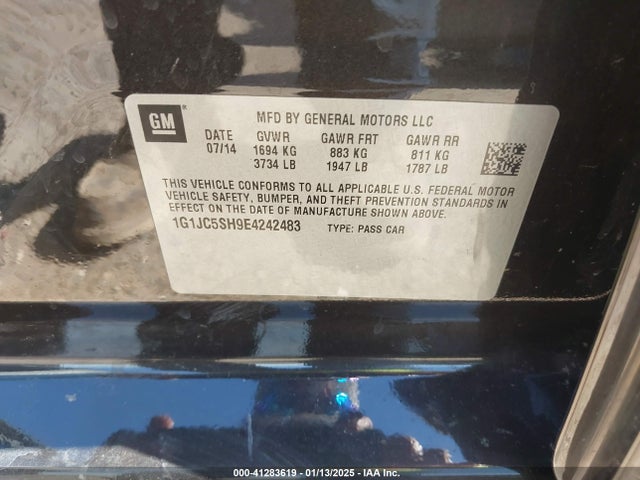 Chevrolet Sonic Lt Auto 2014 1G1JC5SH9E4242483 Image 9