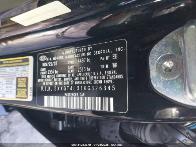 5XXGT4L31KG326345 KIA Optima Lx