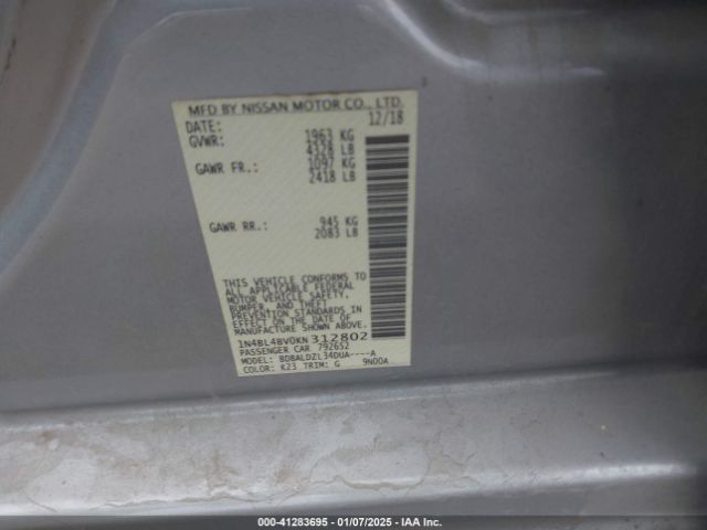 1N4BL4BV0KN312802 Nissan Altima 2.5 S