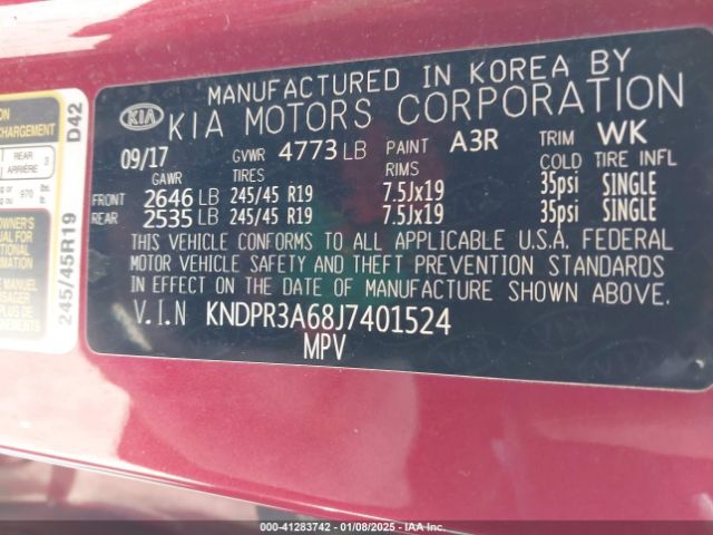 KNDPR3A68J7401524 KIA Sportage Sx Turbo