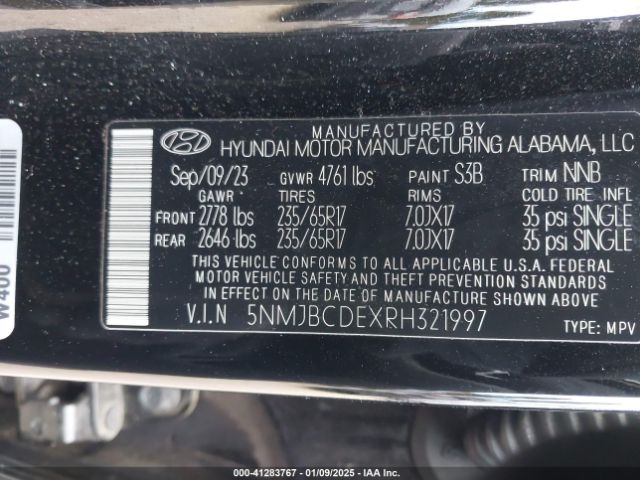 2024 HYUNDAI TUCSON 5NMJBCDEXRH321997 Photo 8