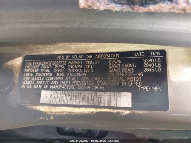 YV4902RK3F2697732 Volvo Xc60 T6