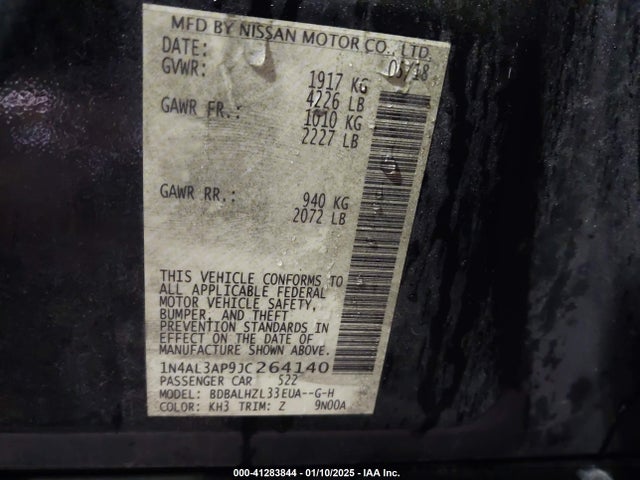 Nissan Altima 2.5 Sr 2018 1N4AL3AP9JC264140 Image 9
