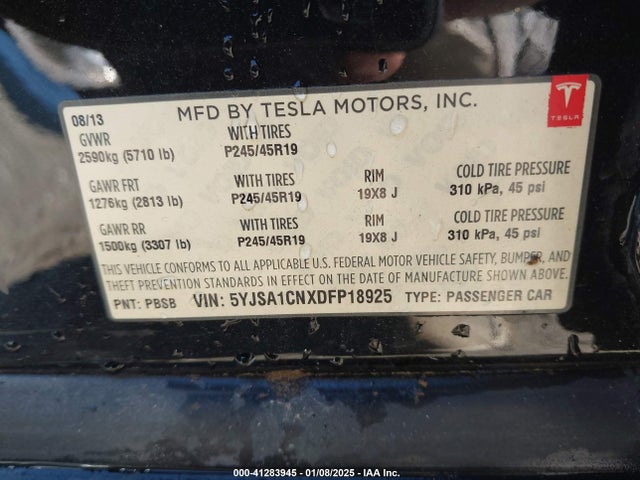 2013 TESLA MODEL S 5YJSA1CNXDFP18925 Photo 8