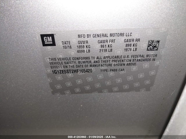 Chevrolet MALIBU 1LT 2017 1G1ZE5ST2HF165420 Image 9