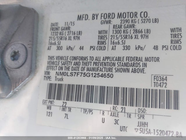 NM0LS7F75G1254650 Ford Transit Connect Xlt