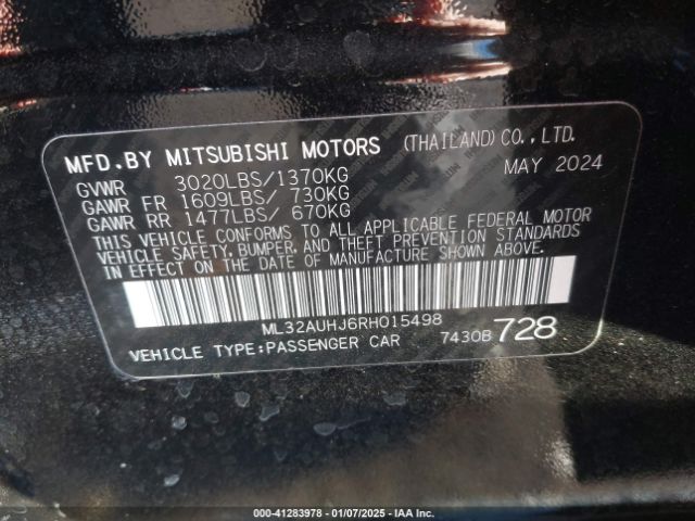 ML32AUHJ6RH015498 Mitsubishi Mirage Es/le