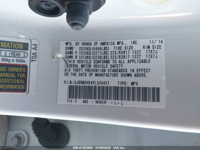 Honda CR-V EX 2015 5J6RM3H54FL004437 Image 9