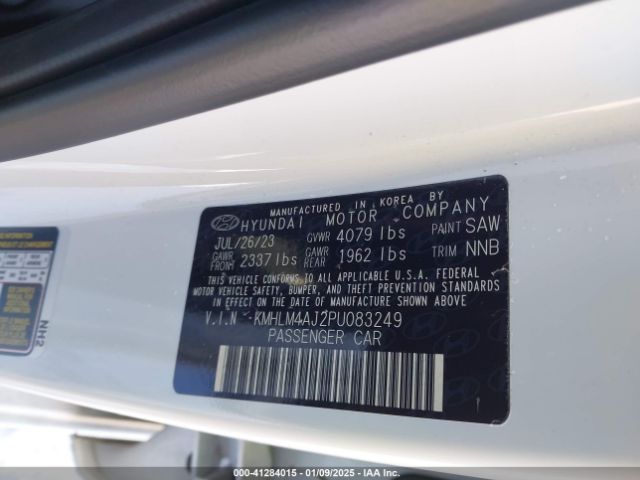 KMHLM4AJ2PU083249 Hyundai Elantra Hybrid Blue