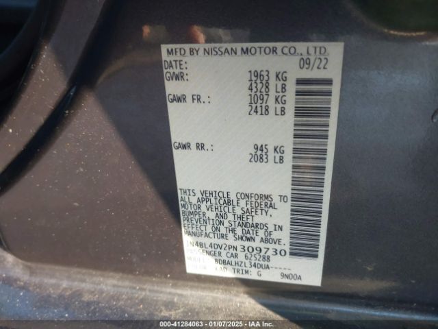1N4BL4DV2PN309730 Nissan Altima Sv Fwd