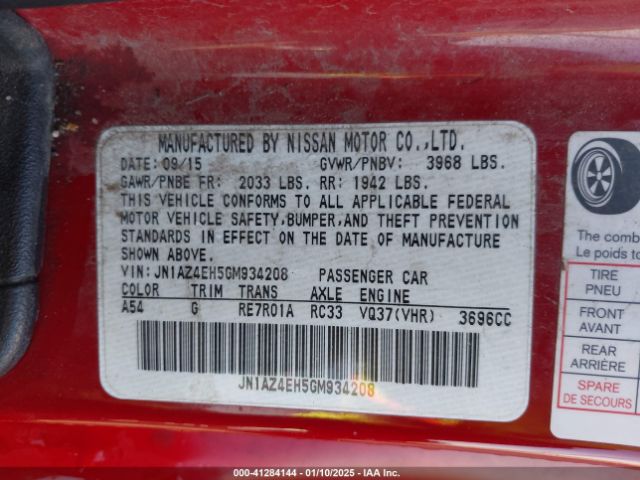 JN1AZ4EH5GM934208 Nissan 370z Touring