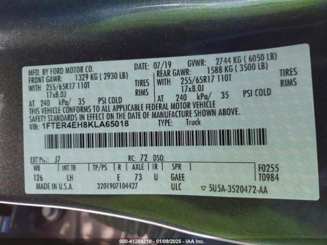 1FTER4EH8KLA65018 Ford Ranger Xlt