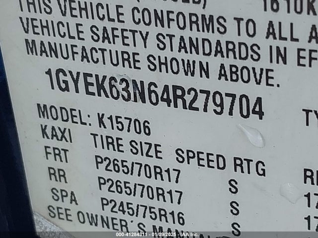 2004 CADILLAC ESCALADE 1GYEK63N64R279704 Photo 8