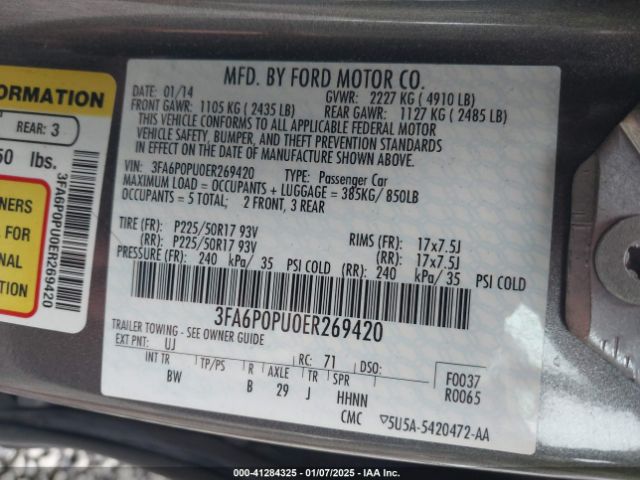 3FA6P0PU0ER269420 Ford Fusion Energi Se Luxury