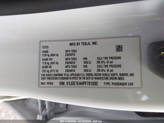 2023 TESLA MODEL 3 5YJ3E1EA4PF701092 Photo 8