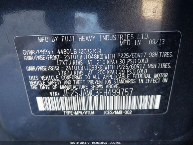 JF2SJAMC3EH499757 Subaru Forester 2.5i Touring