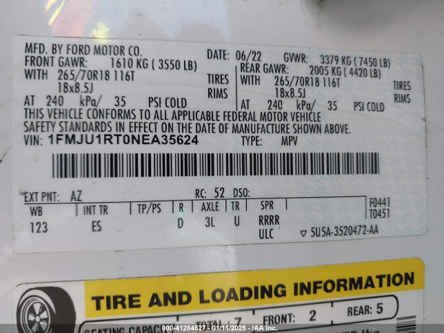 1FMJU1RT0NEA35624 Ford Expedition Timberline