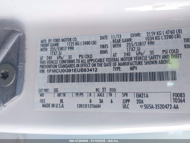 Ford ESCAPE SE 2014 1FMCU0G91EUB83412 Image 9