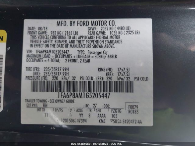 1FA6P8AM1G5205447 Ford Mustang V6