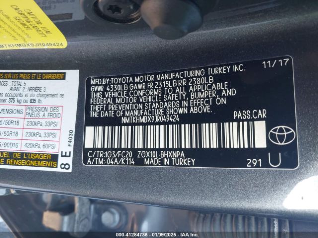 NMTKHMBX9JR049424 Toyota C-HR XLE