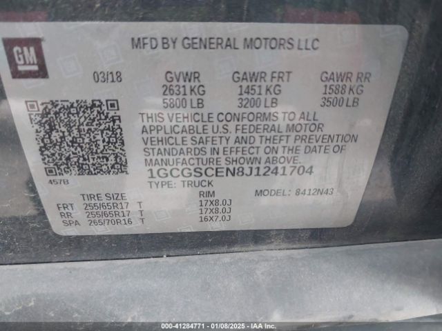 1GCGSCEN8J1241704 Chevrolet Colorado Lt