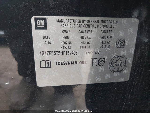 1G1ZE5ST5HF159403 Chevrolet MALIBU 1LT