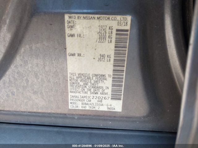1N4AL3AP0JC220267 Nissan Altima 2.5 Sr