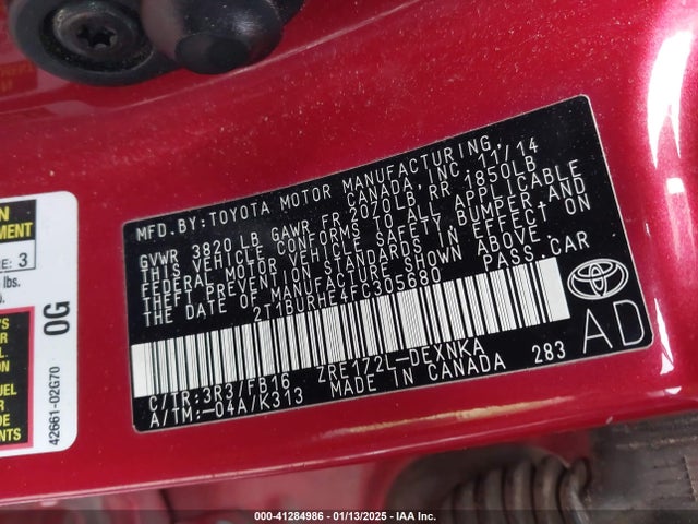 Toyota COROLLA LE 2015 2T1BURHE4FC305680 Image 9