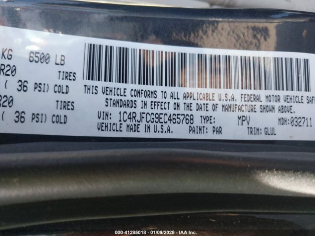 1C4RJFCG9EC465768 Jeep Grand Cherokee Overland
