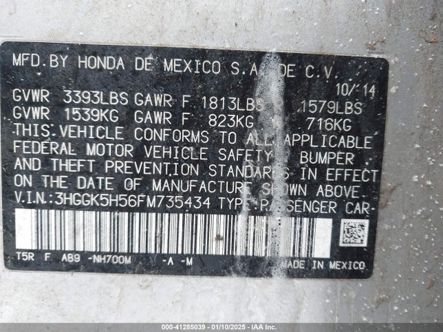 Honda FIT LX 2015 3HGGK5H56FM735434 Image 9