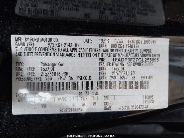 Ford FOCUS SE 2016 1FADP3F27GL255895 Image 9