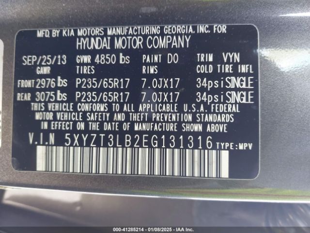 5XYZT3LB2EG131316 Hyundai Santa Fe Sport 2.4l