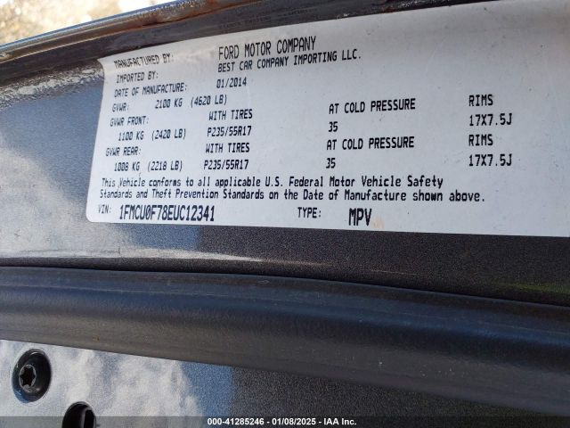 1FMCU0F78EUC12341 Ford ESCAPE S