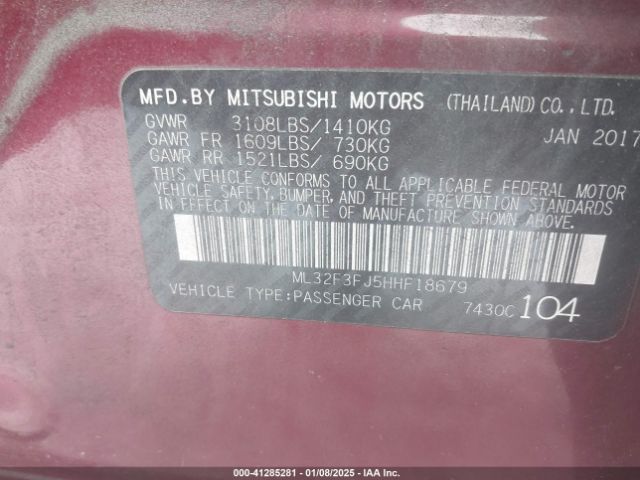ML32F3FJ5HHF18679 Mitsubishi Mirage G4 Es