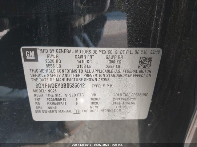 2011 CADILLAC SRX 3GYFNDEY9BS535612 Photo 8