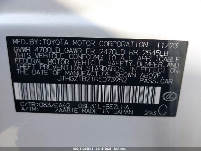 JTHGZ1B21R5073952 Lexus Is 350 F Sport