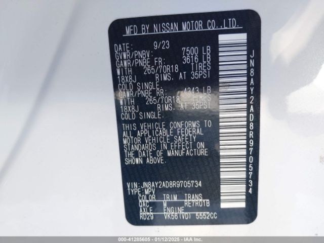 JN8AY2AD8R9705734 Nissan Armada Sv 4wd
