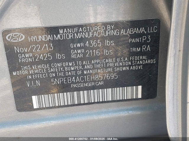 Hyundai SONATA GLS 2014 5NPEB4AC1EH857695 Image 9