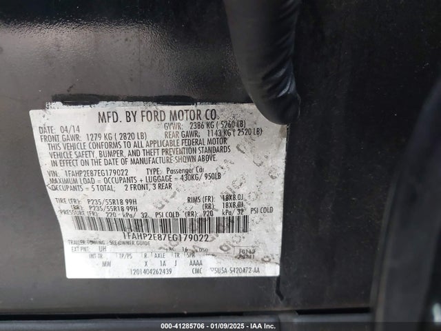 1FAHP2E87EG179022 Ford TAURUS SEL